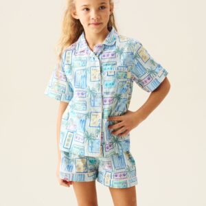 Petra Multi Postcard Print Shirt & Short PJs