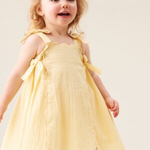 Matilda Yellow Scalloped Bow Dress